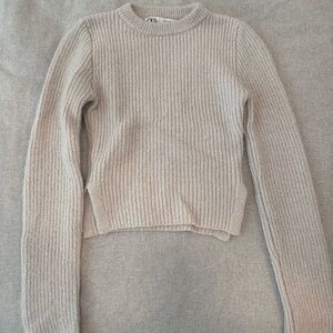Zara Size S Cream Ribbed Sweater